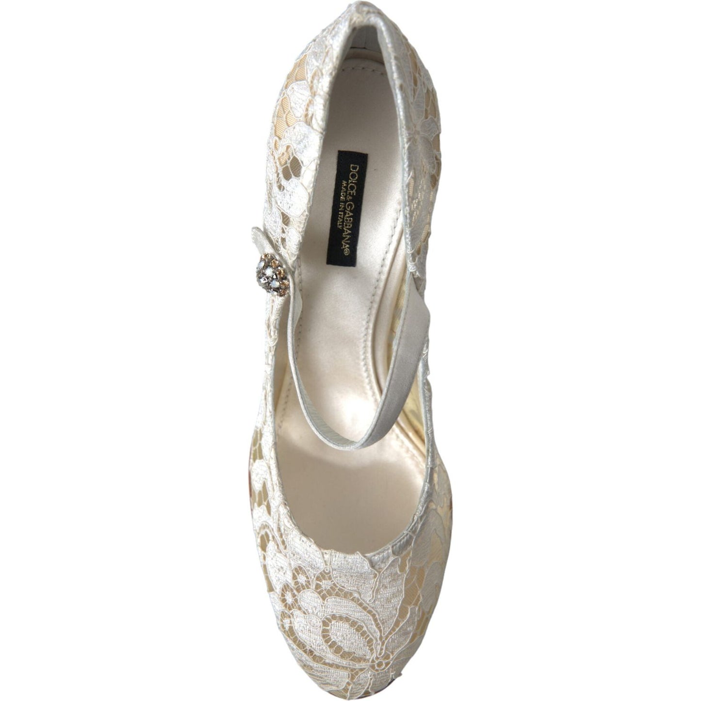 Dolce & Gabbana Chic Lace Block Heels Sandals in Cream White Dolce & Gabbana