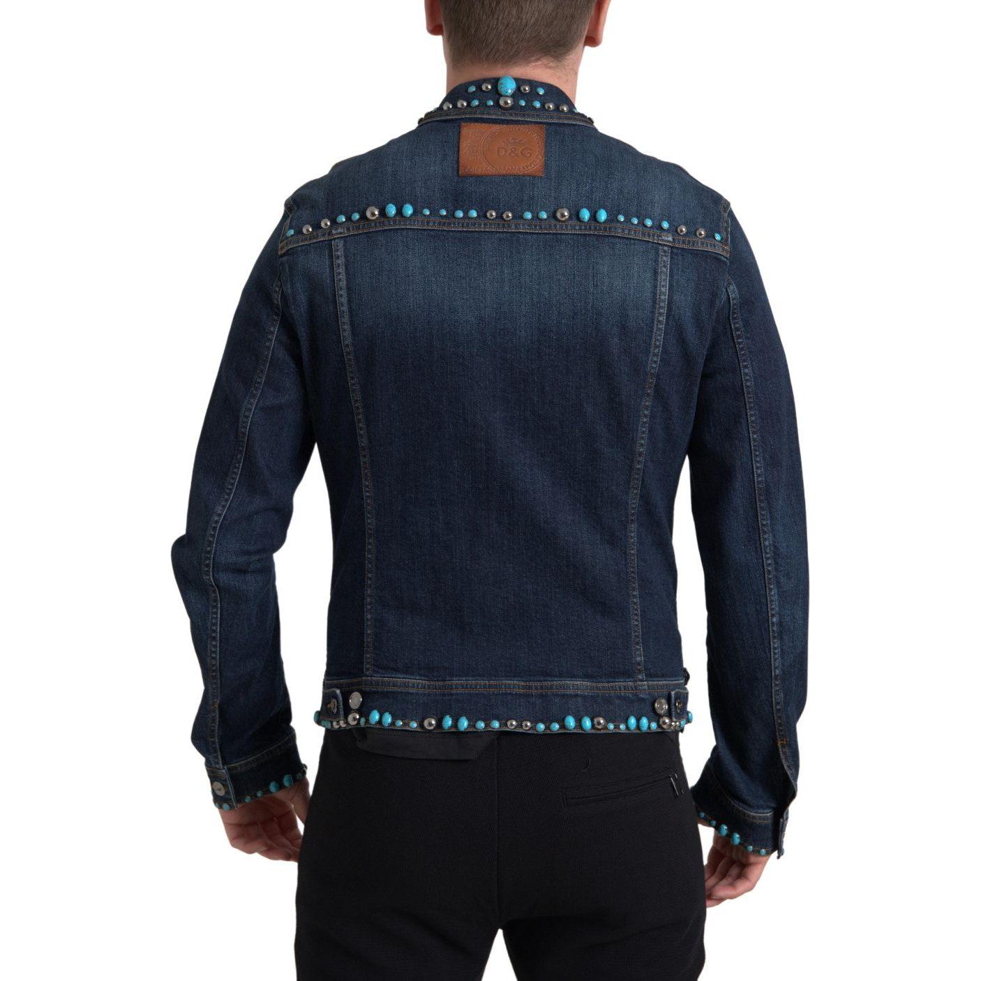 Dolce & Gabbana Embellished Turquoise Denim Jacket Dolce & Gabbana