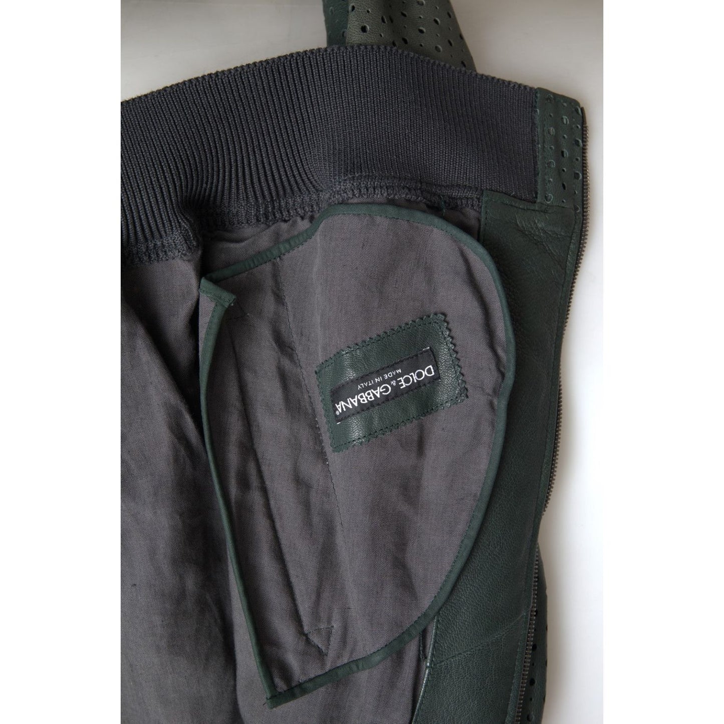 Dolce & Gabbana Emerald Green Goatskin Bomber Jacket Dolce & Gabbana