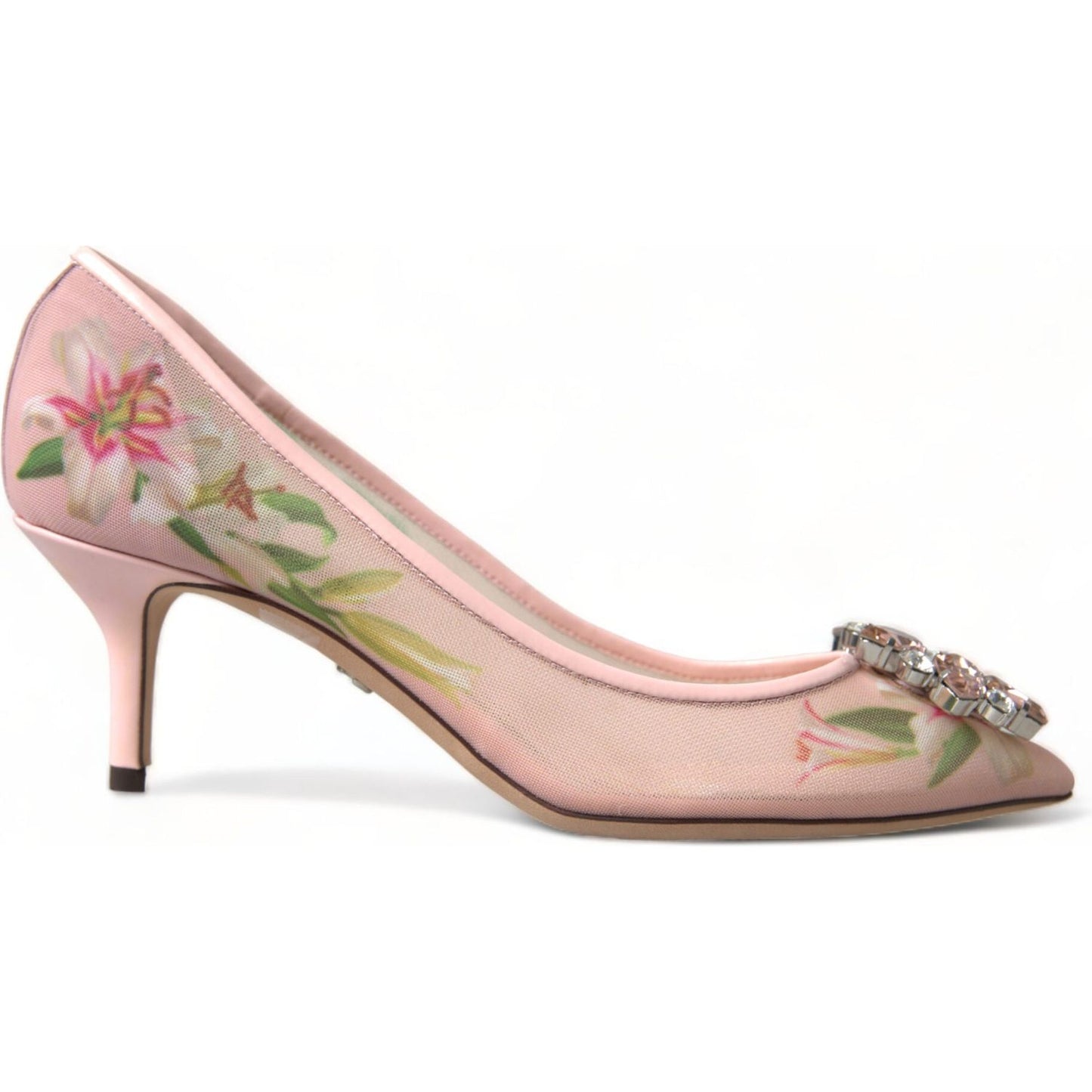 Dolce & Gabbana Elegant Pink Floral Crystal Pumps Dolce & Gabbana