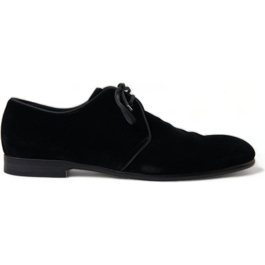 Dolce & Gabbana Elegant Black Velvet Derby Dress Shoes Dolce & Gabbana