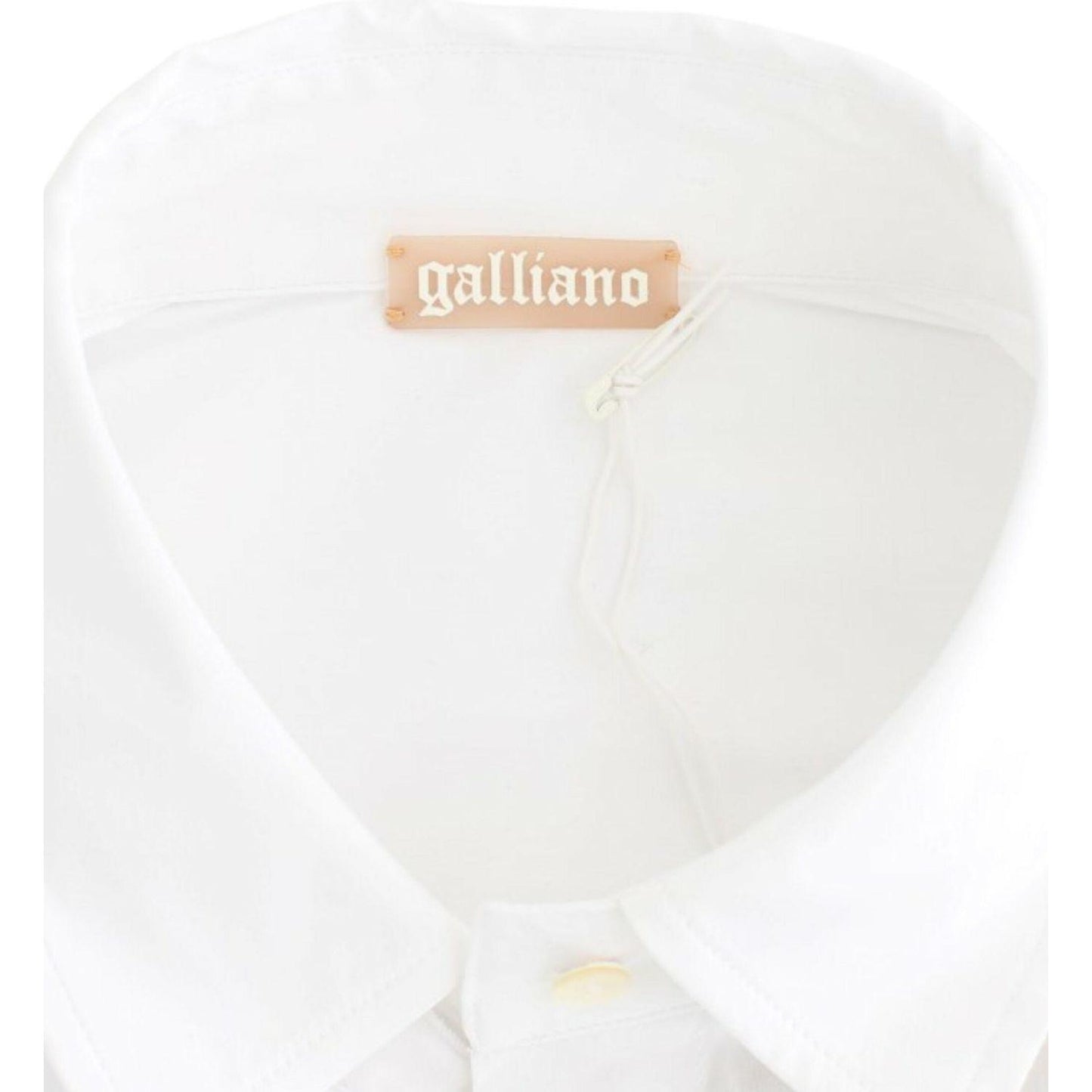 John Galliano Chic White Cotton Blend Shortsleeve Blouse John Galliano