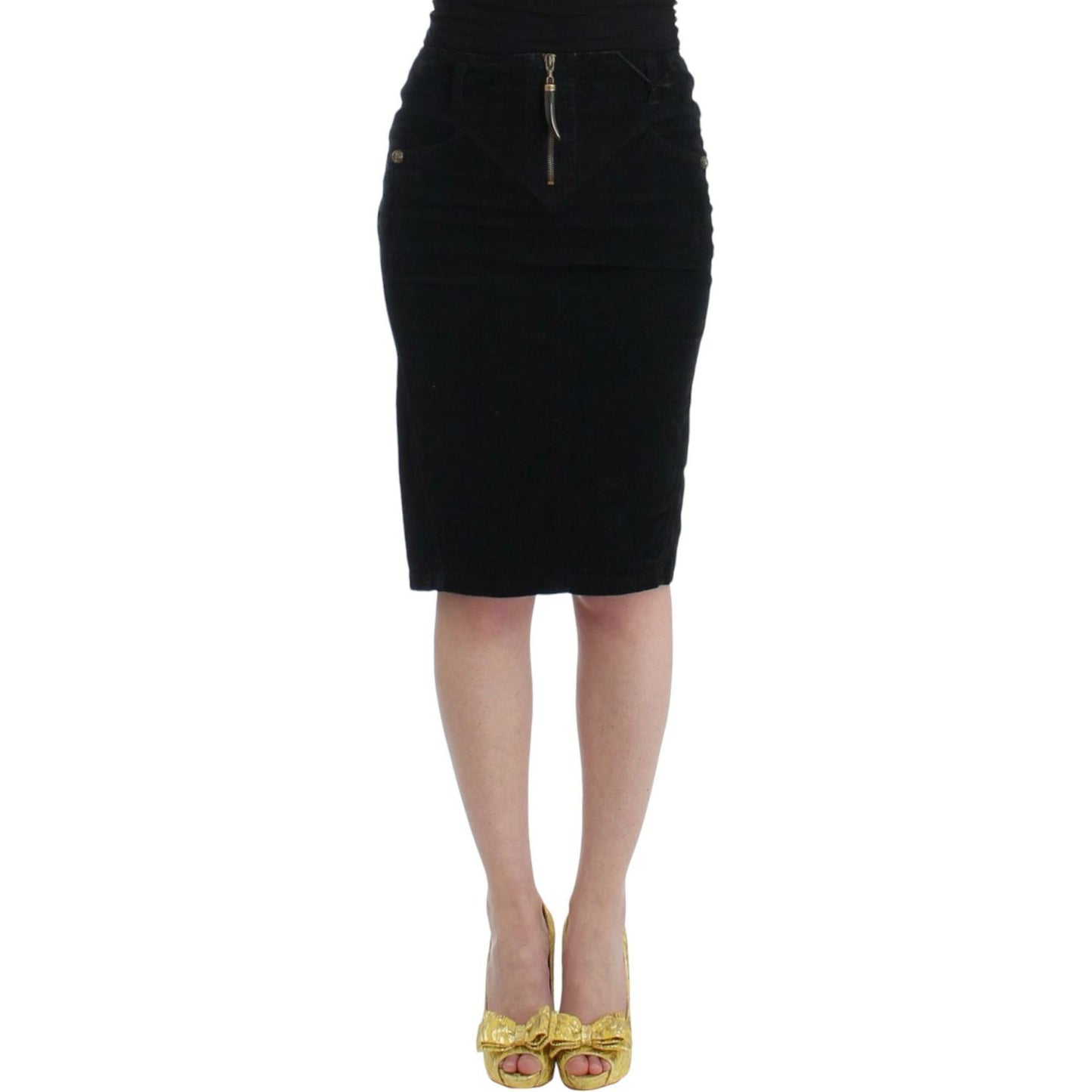 Cavalli Elegant Black Pencil Skirt for Sophisticated Style Cavalli