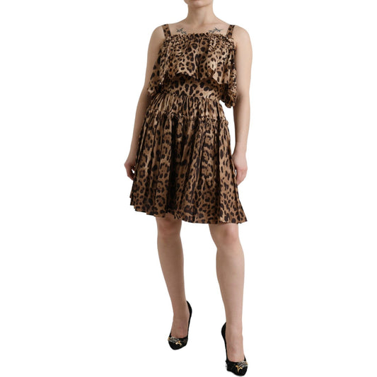 Dolce & Gabbana Leopard Print A-Line Cotton Dress Dolce & Gabbana