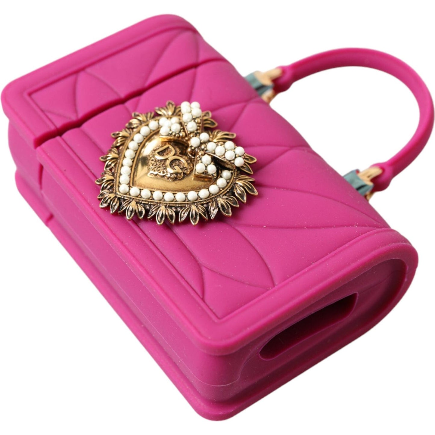 Dolce & Gabbana Chic Quilted Silicone Airpods Case - Pink & Gold Dolce & Gabbana