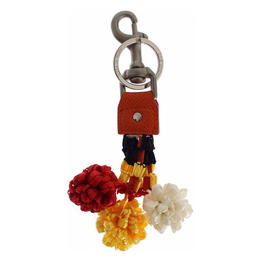 Dolce & Gabbana Chic Multicolor Raffia & Leather Keychain Dolce & Gabbana