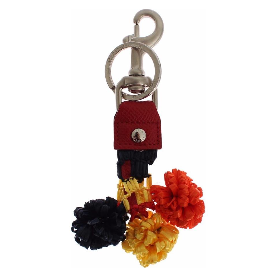 Dolce & Gabbana Multicolor Sicily Raffia Leather Keychain Dolce & Gabbana