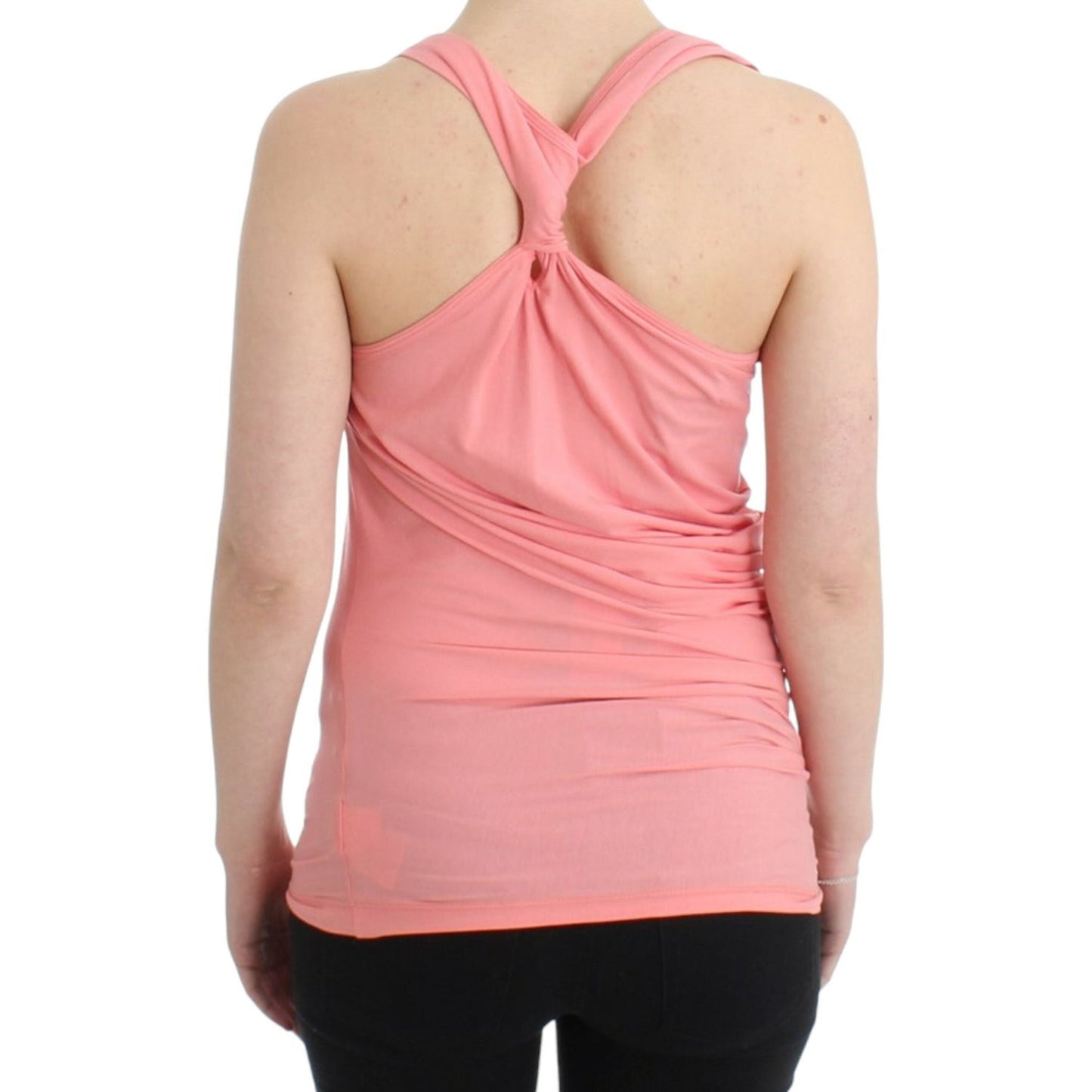 Cavalli Chic Pink Cotton Blend Tank Top Cavalli