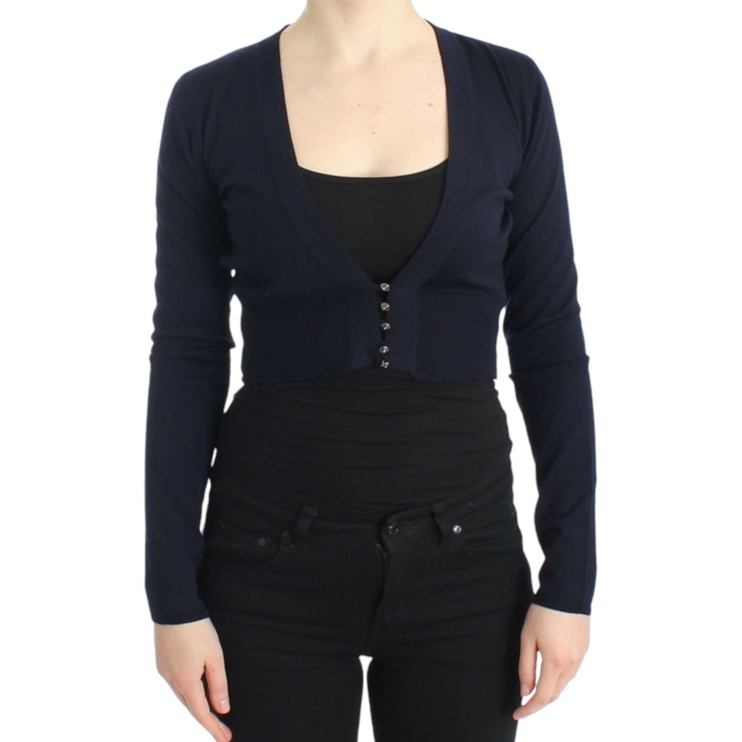 Cavalli Elegant Cropped Virgin Wool Cardigan Cavalli