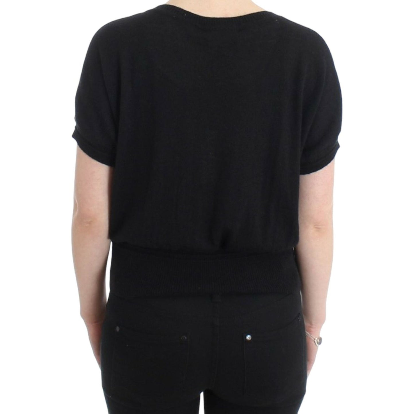 Cavalli Elegant Short Sleeved Black Jumper Cavalli