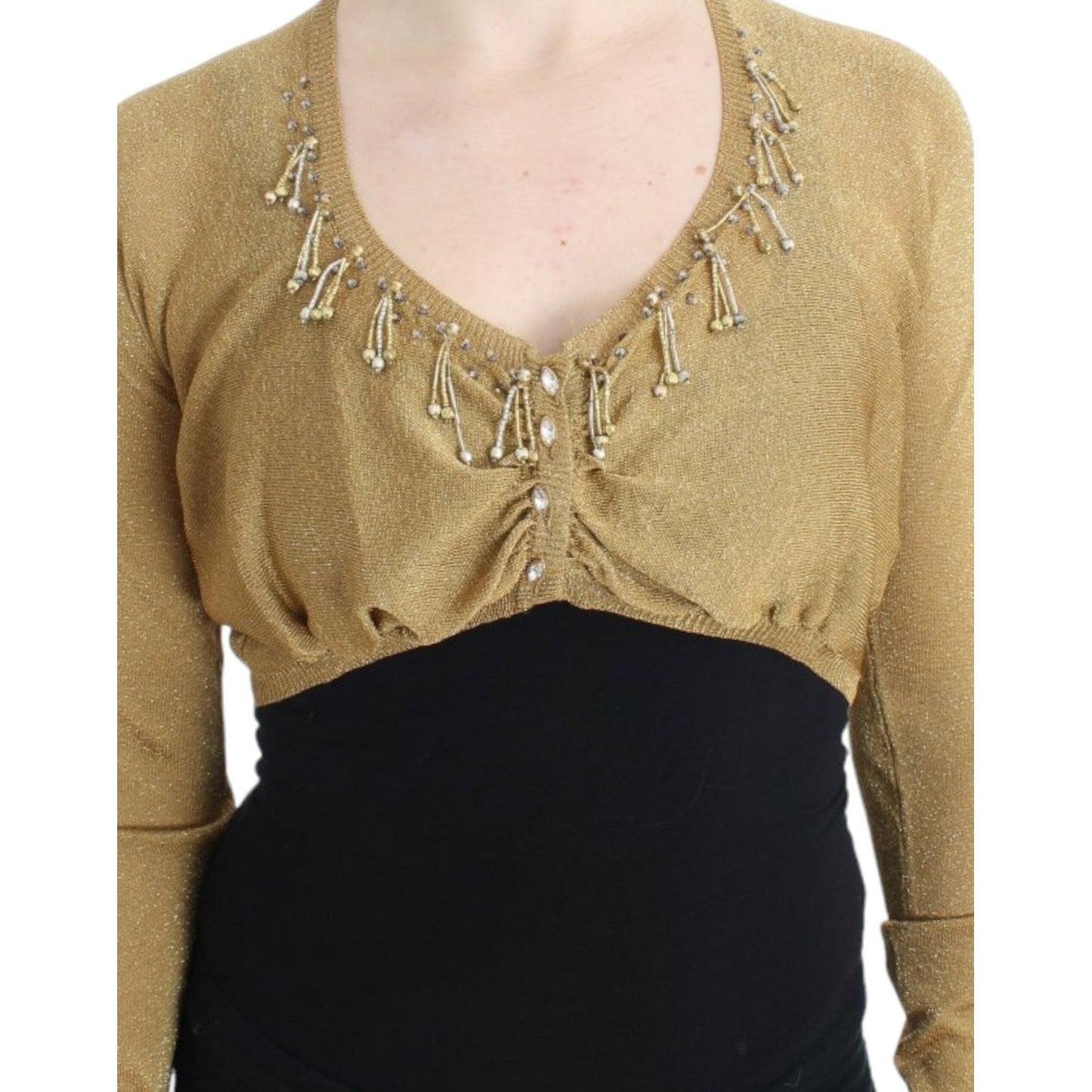 Cavalli Embellished Gold Shimmer Shrug Cavalli