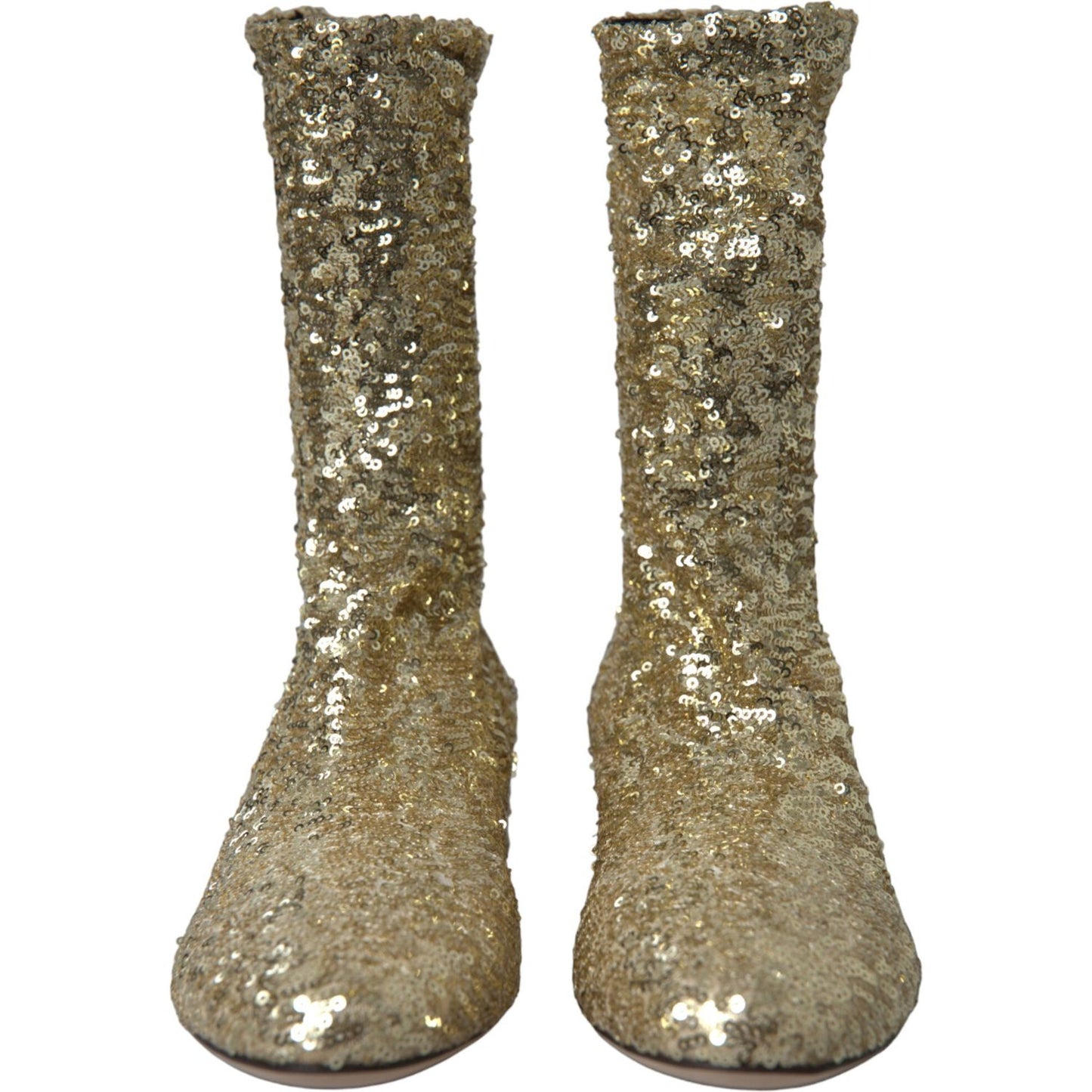 Dolce & Gabbana Elegant Mid Calf Gold Boots Exclusive Design Dolce & Gabbana