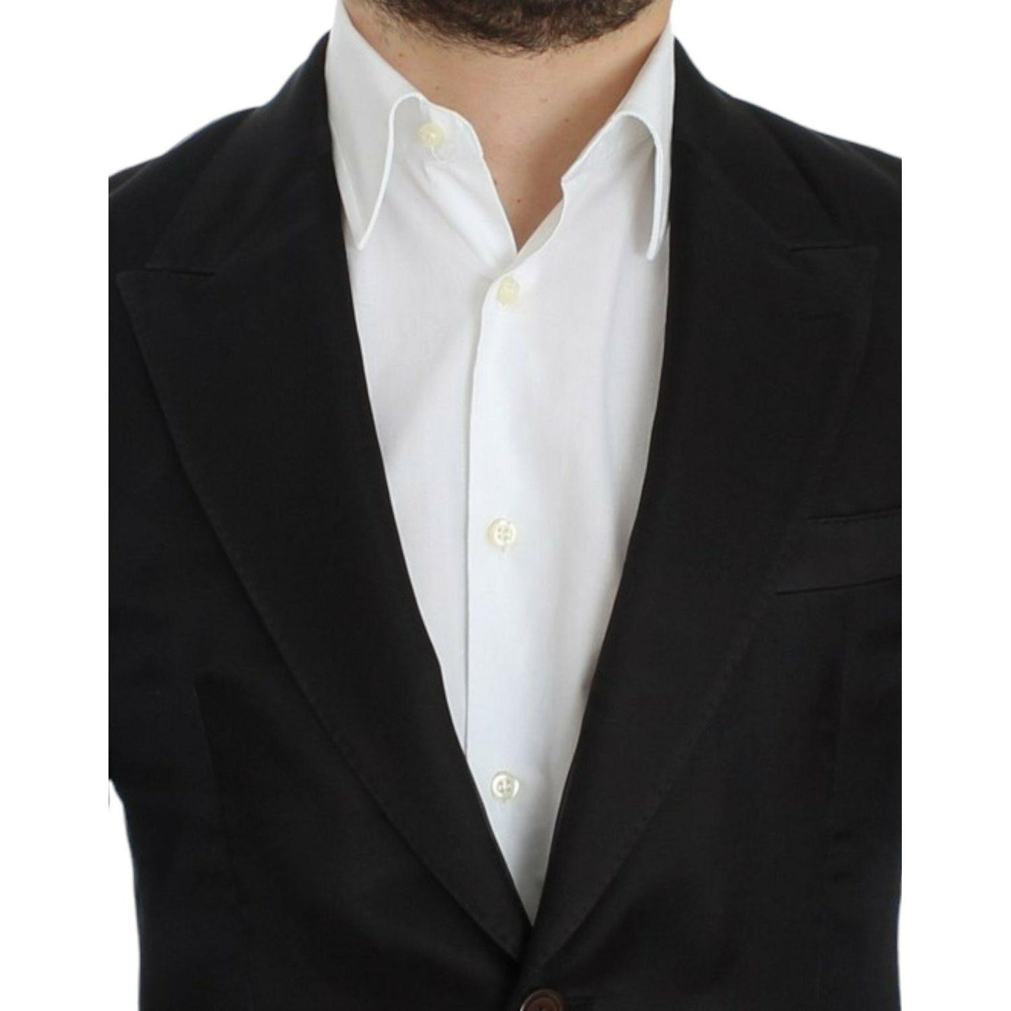 Dolce & Gabbana Elegant Black Silk Blend Two-Button Blazer Dolce & Gabbana