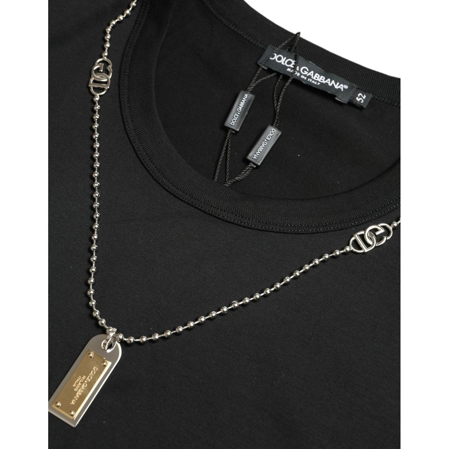 Dolce & Gabbana Sleek Cotton Round Neck T-Shirt with Chain Detail Dolce & Gabbana