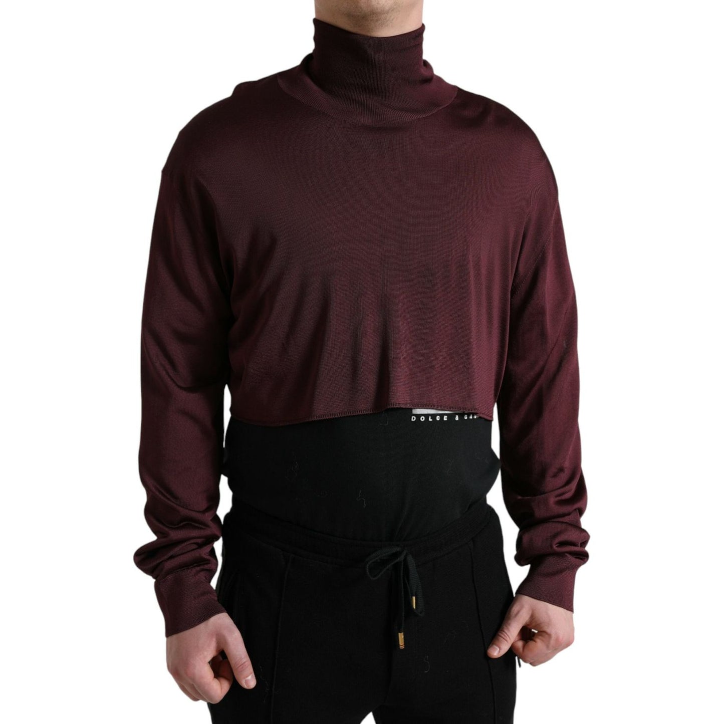 Dolce & Gabbana Maroon Turtleneck Viscose Sweater Dolce & Gabbana