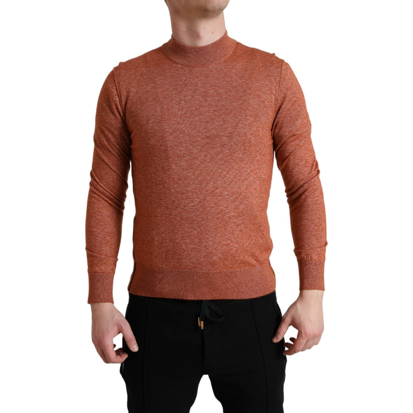 Dolce & Gabbana Silk-Cashmere Orange Crew Neck Sweater Dolce & Gabbana