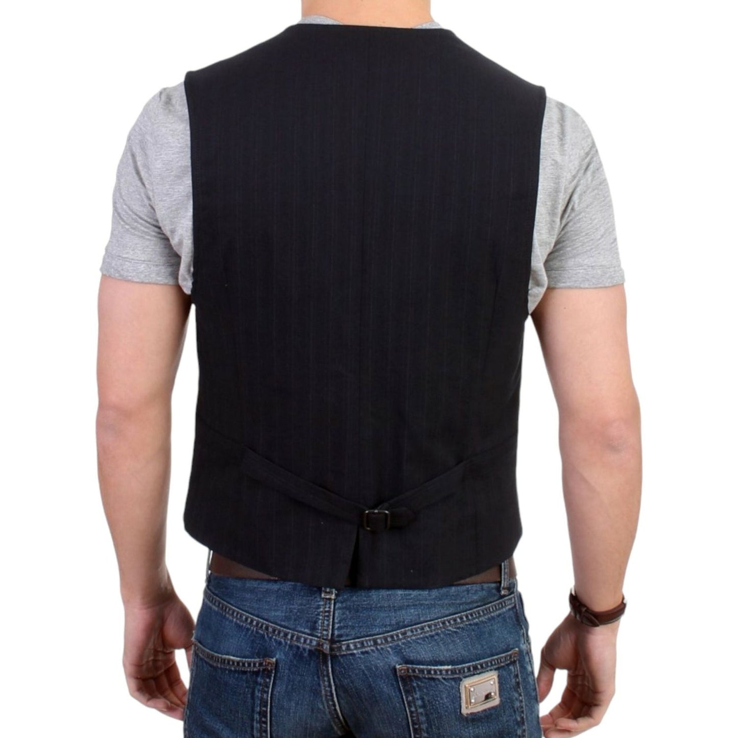 Costume National Black striped cotton casual vest
