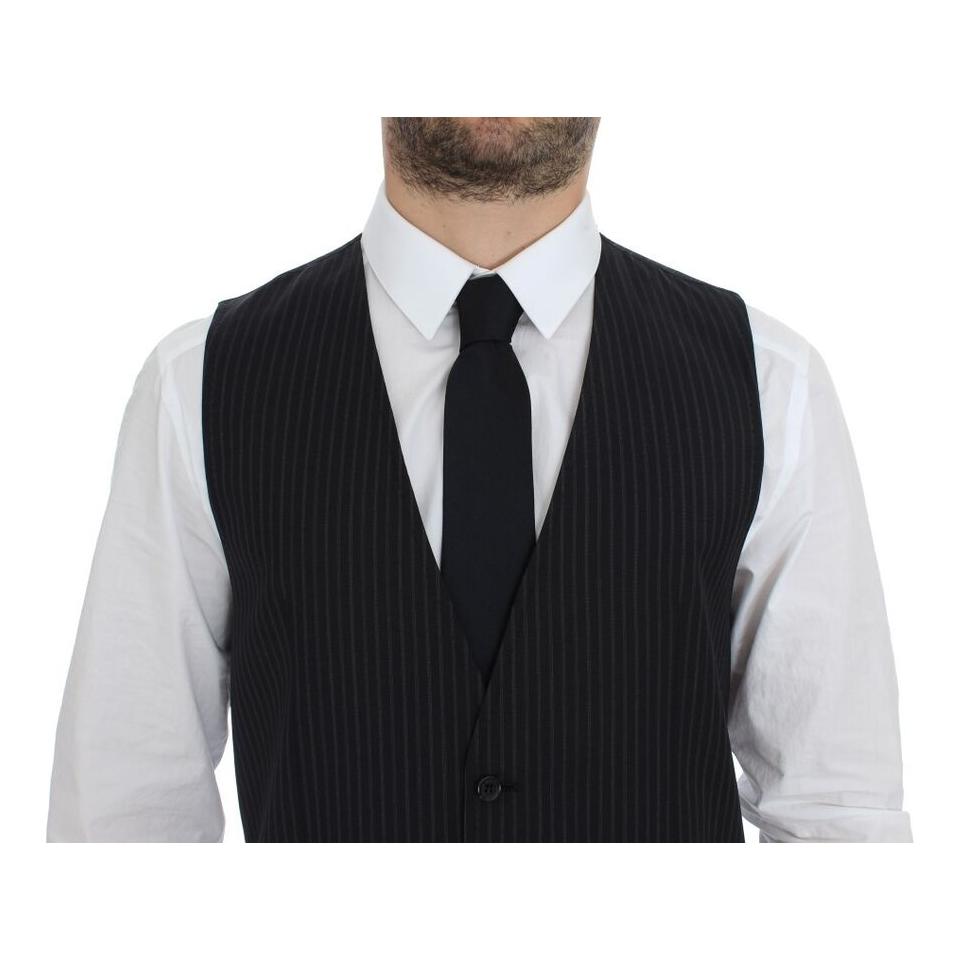 Dolce & Gabbana Elegant Gray Striped Dress Vest Dolce & Gabbana