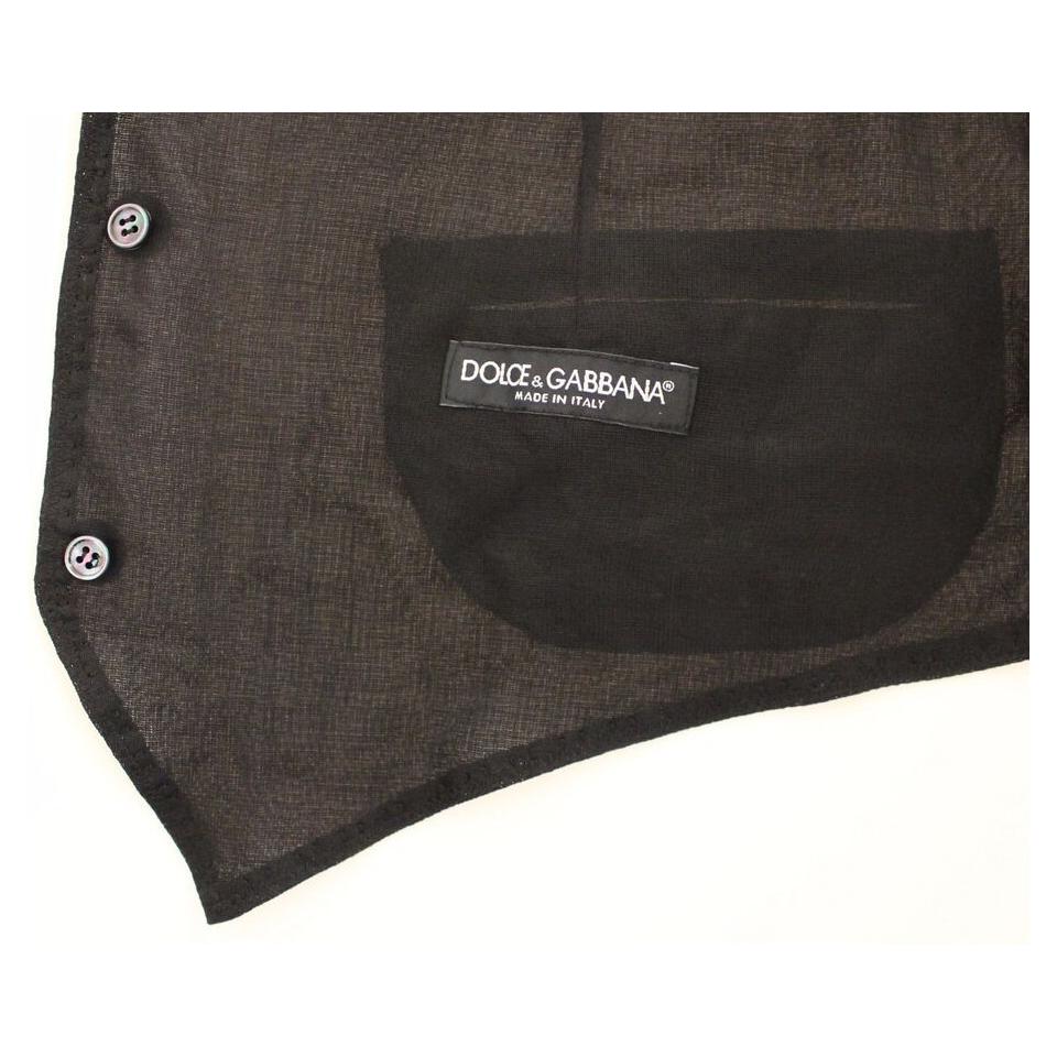 Dolce & Gabbana Black Wool Formal Dress Vest Gilet Jacket