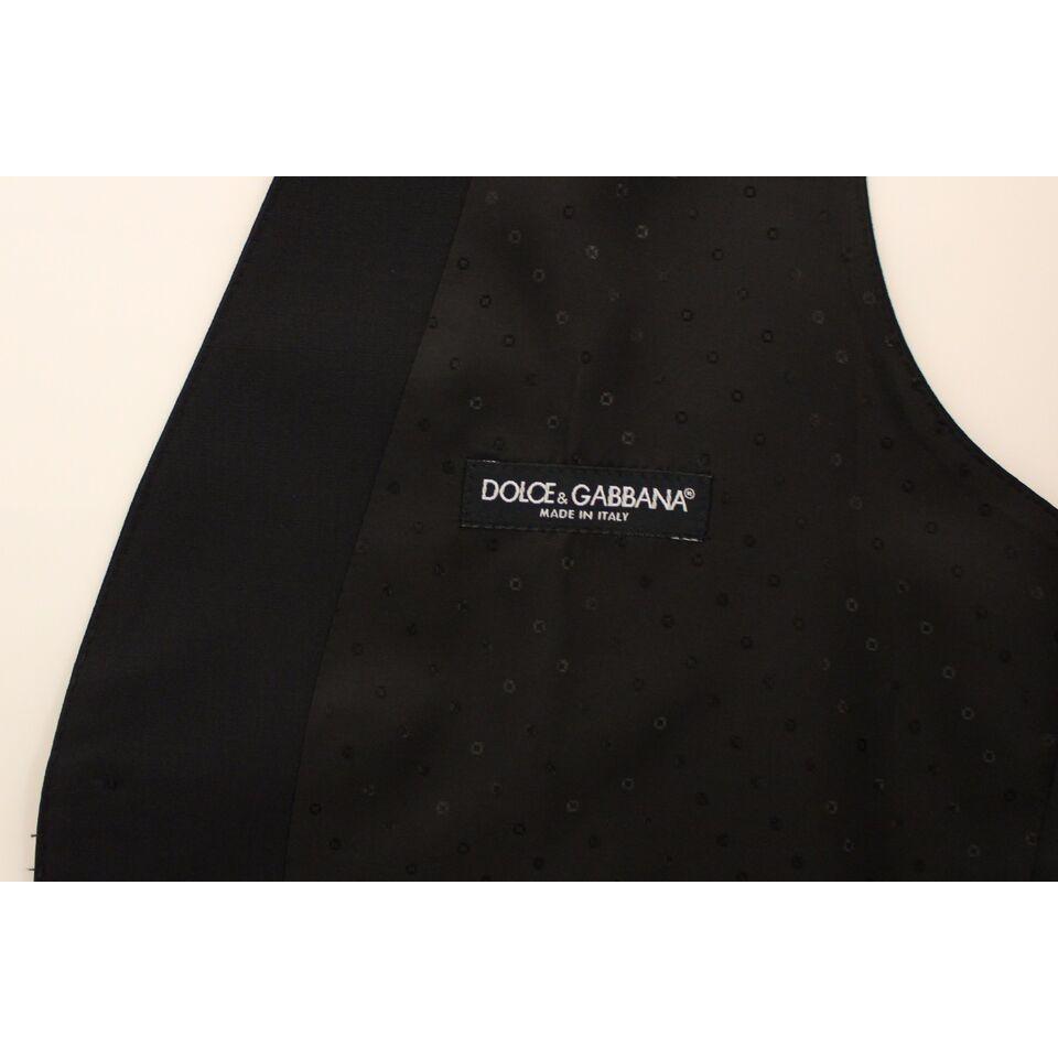 Dolce & Gabbana Elegant Silk-Wool Black Dress Vest Dolce & Gabbana