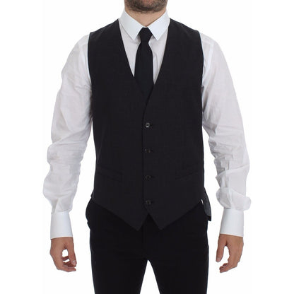 Dolce & Gabbana Gray Slim Fit Button Front Dress Formal Vest