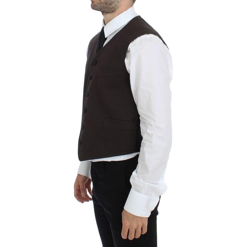 Dolce & Gabbana Elegant Brown Cotton Blend Dress Vest Dolce & Gabbana