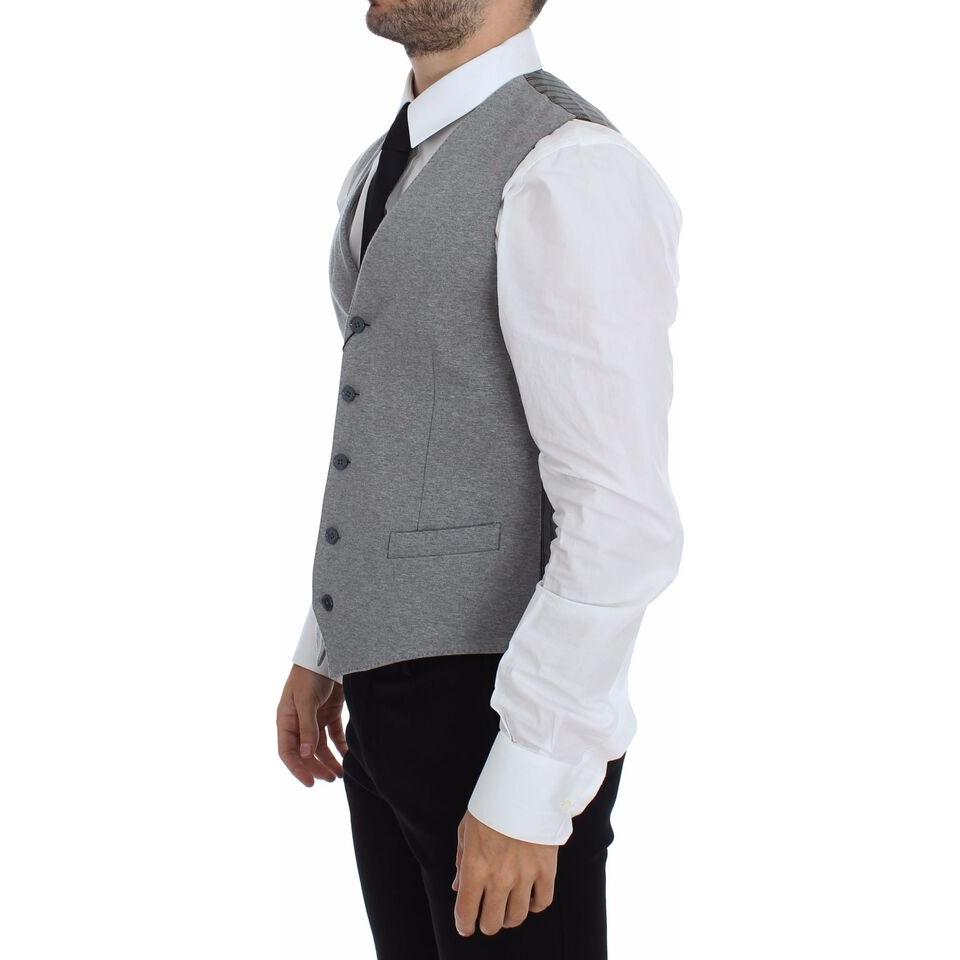 Dolce & Gabbana Elegant Gray Cotton Stretch Dress Vest Dolce & Gabbana