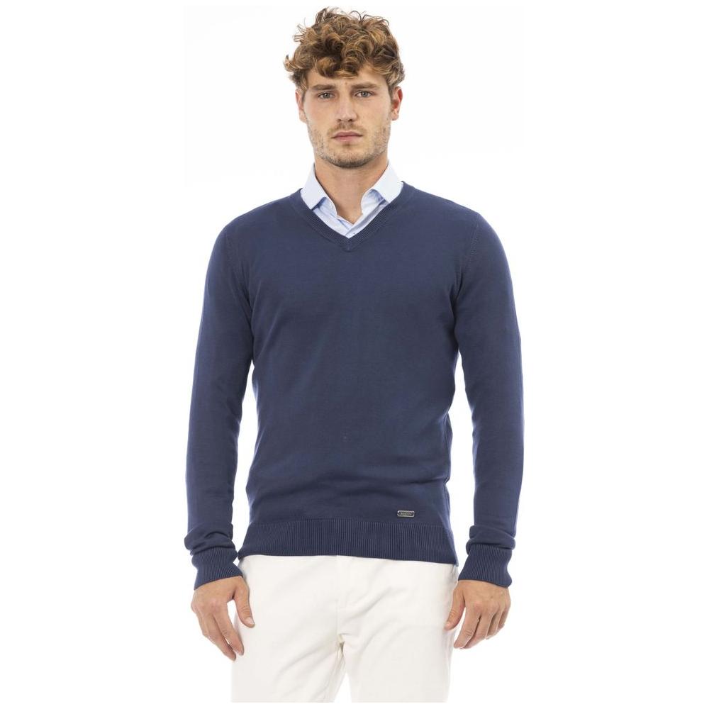 Baldinini Trend Blue Modal Men Sweater Baldinini Trend