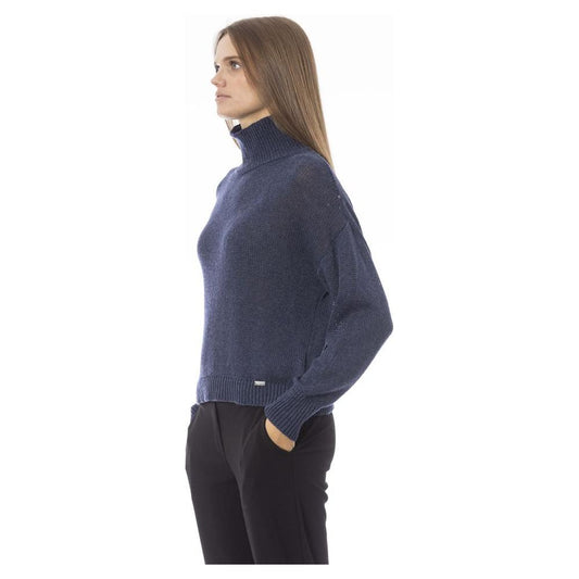 Baldinini Trend Blue Wool Women Sweater Baldinini Trend