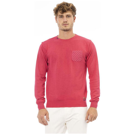 Baldinini Trend Red Cotton Men Sweater Baldinini Trend