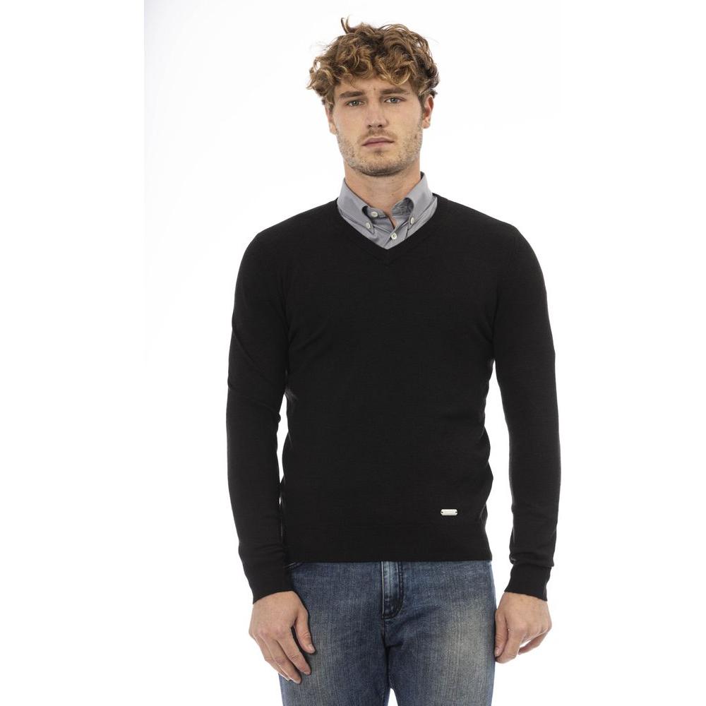 Baldinini Trend Black Wool Men Sweater Baldinini Trend