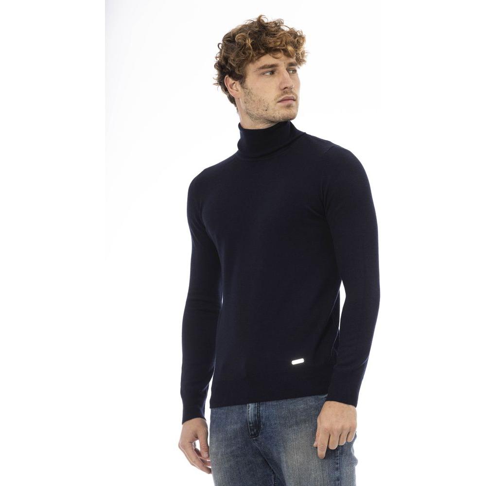 Baldinini Trend Blue Wool Men Sweater Baldinini Trend