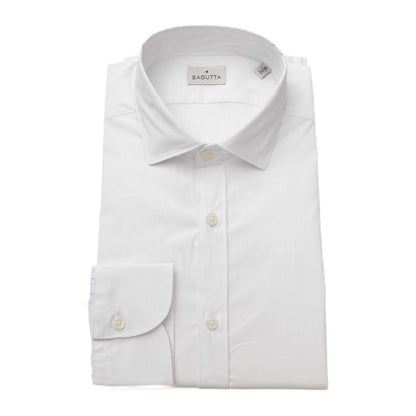 Bagutta White Cotton Men's Shirt Slim Fit With French Collar