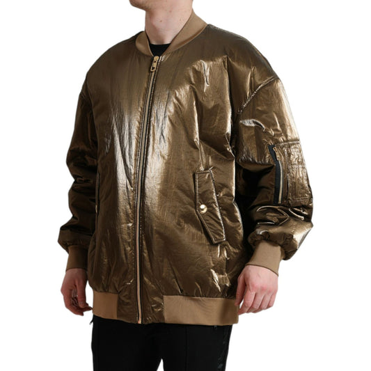 Dolce & Gabbana Elegant Bronze Bomber Jacket Dolce & Gabbana