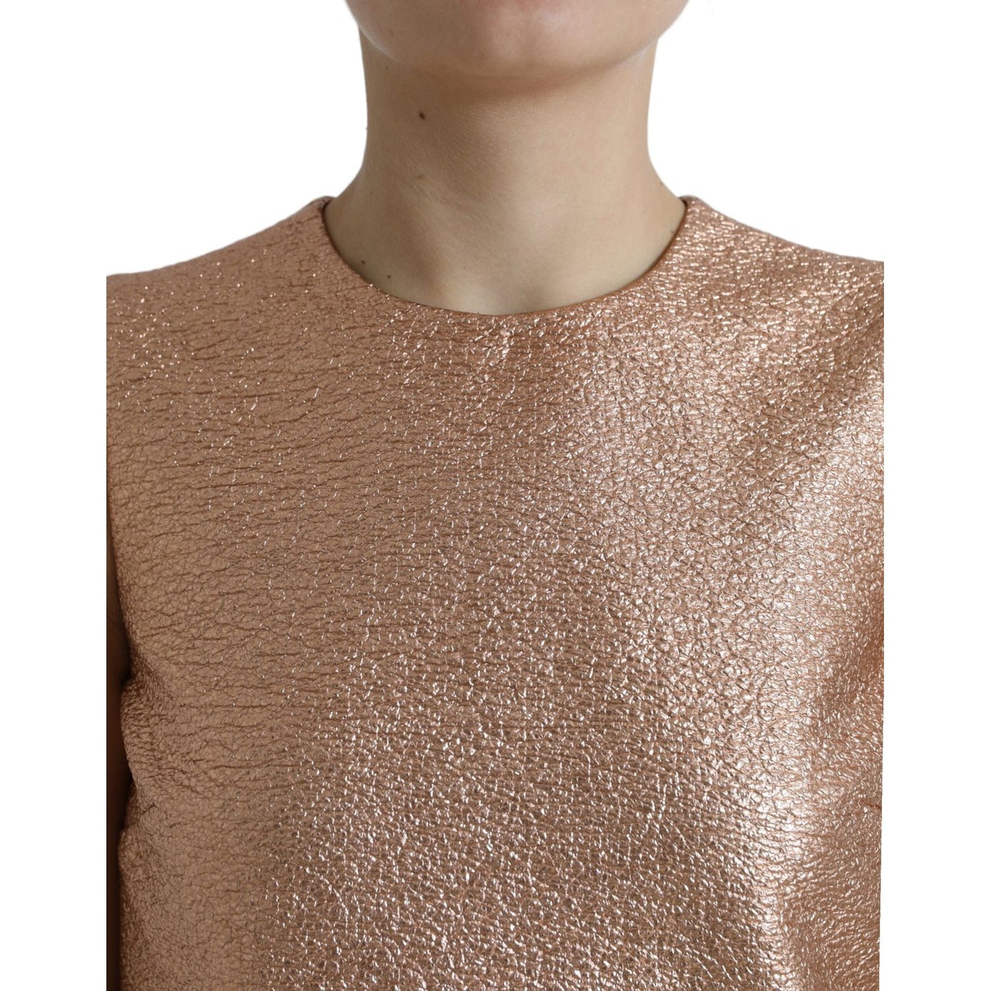 Dolce & Gabbana Elegant Pink Metallic Shift Mini Dress Dolce & Gabbana