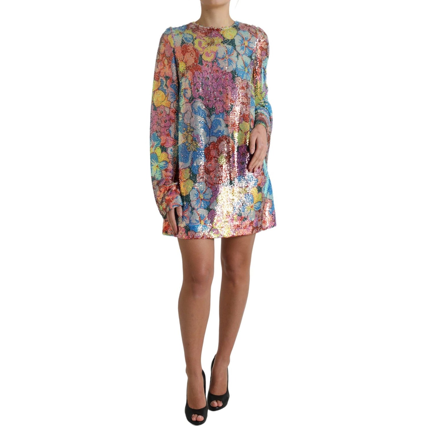 Dolce & Gabbana Elegant Floral Sequined Mini Dress Dolce & Gabbana