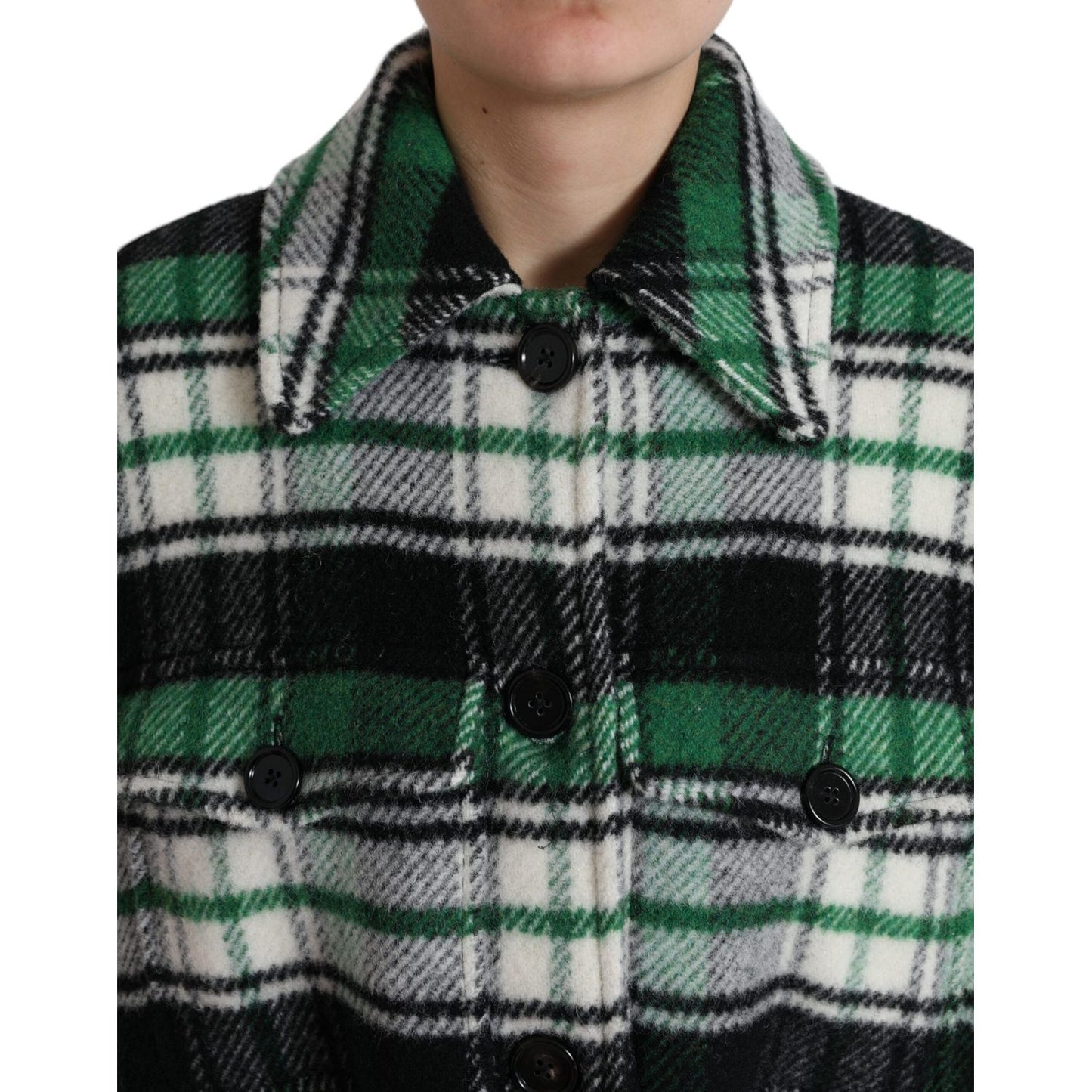 Dolce & Gabbana Elegant Green Plaid Long Coat Dolce & Gabbana