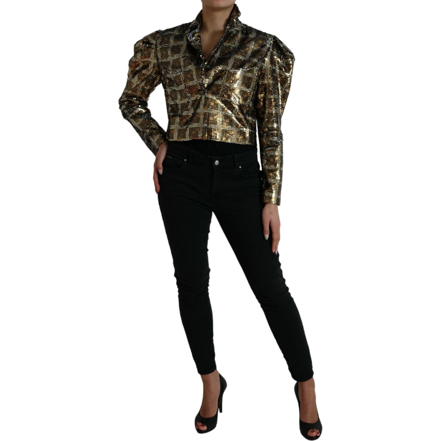 Dolce & Gabbana Multicolor Sequined Cropped Jacket Dolce & Gabbana