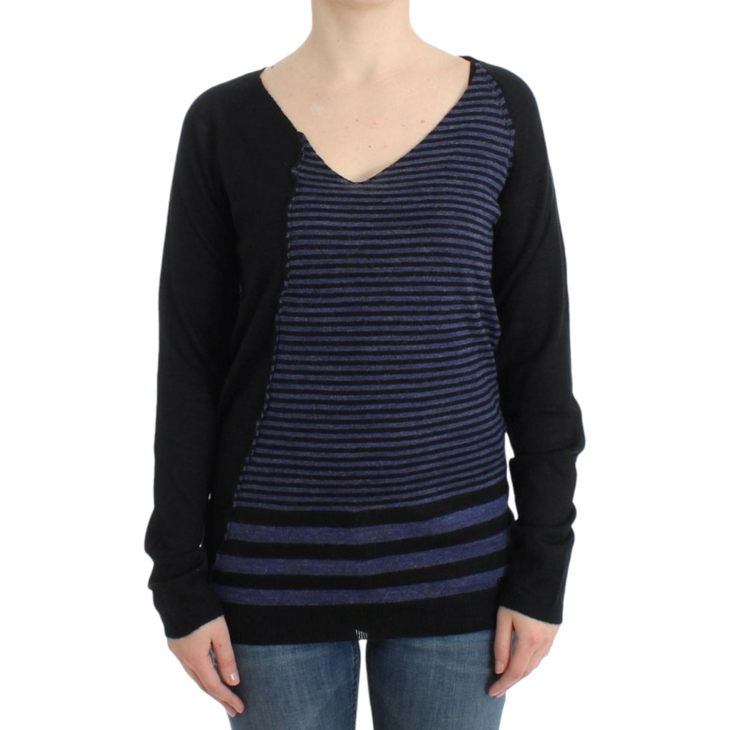 Costume National Striped V-Neck Luxury Sweater Costume National