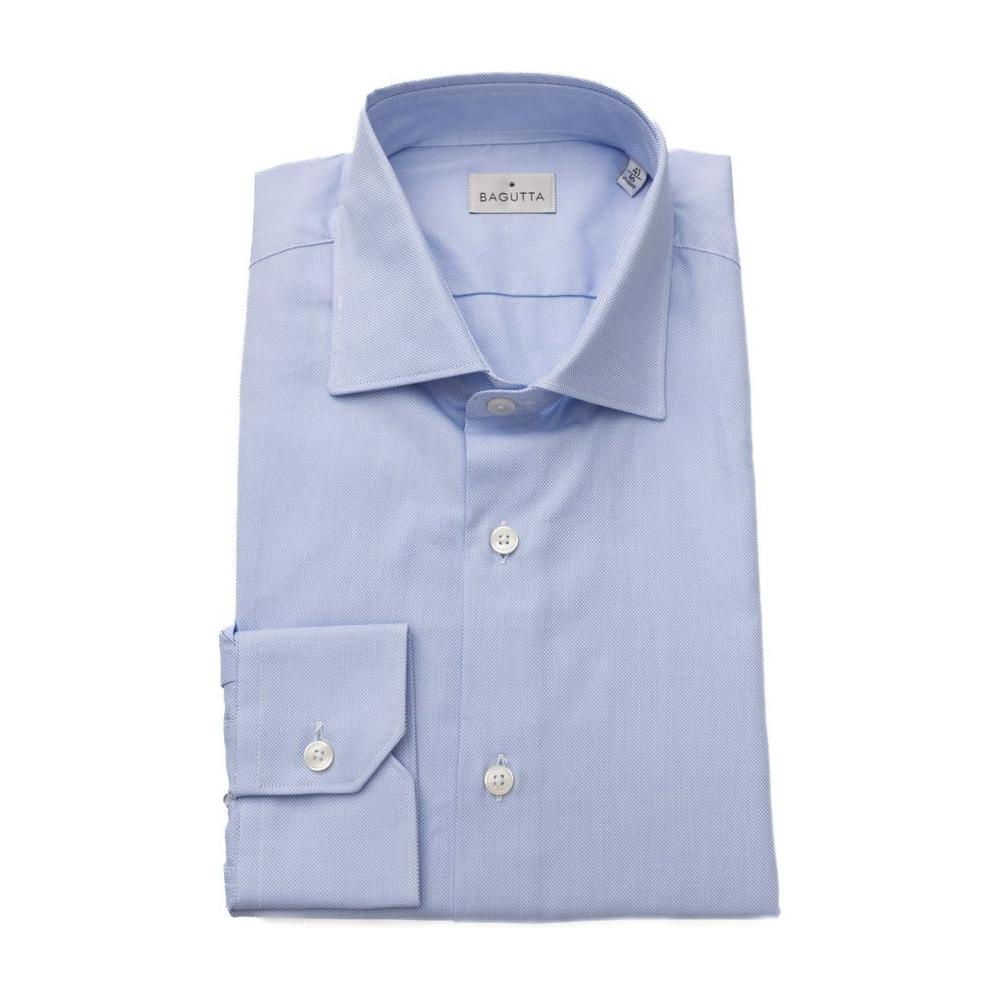 Bagutta Light Blue Cotton Men Shirt Bagutta