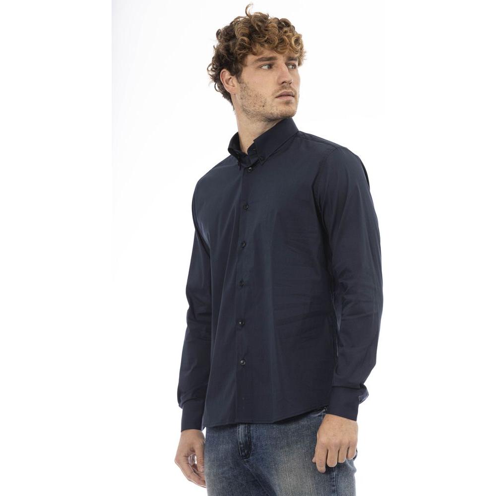 Baldinini Trend Blue Cotton Men Shirt Baldinini Trend