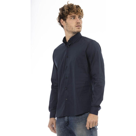 Baldinini Trend Blue Cotton Men Shirt Baldinini Trend