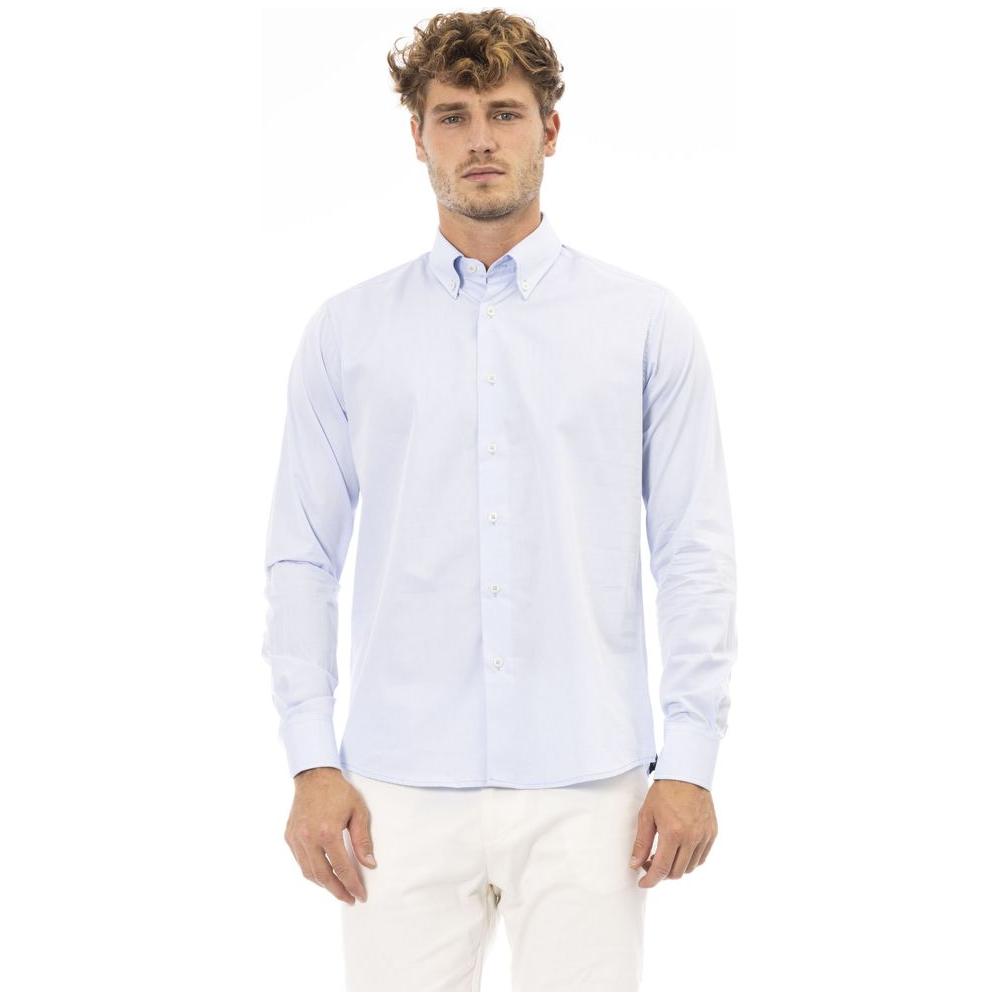 Baldinini Trend Light Blue Cotton Men Shirt Baldinini Trend