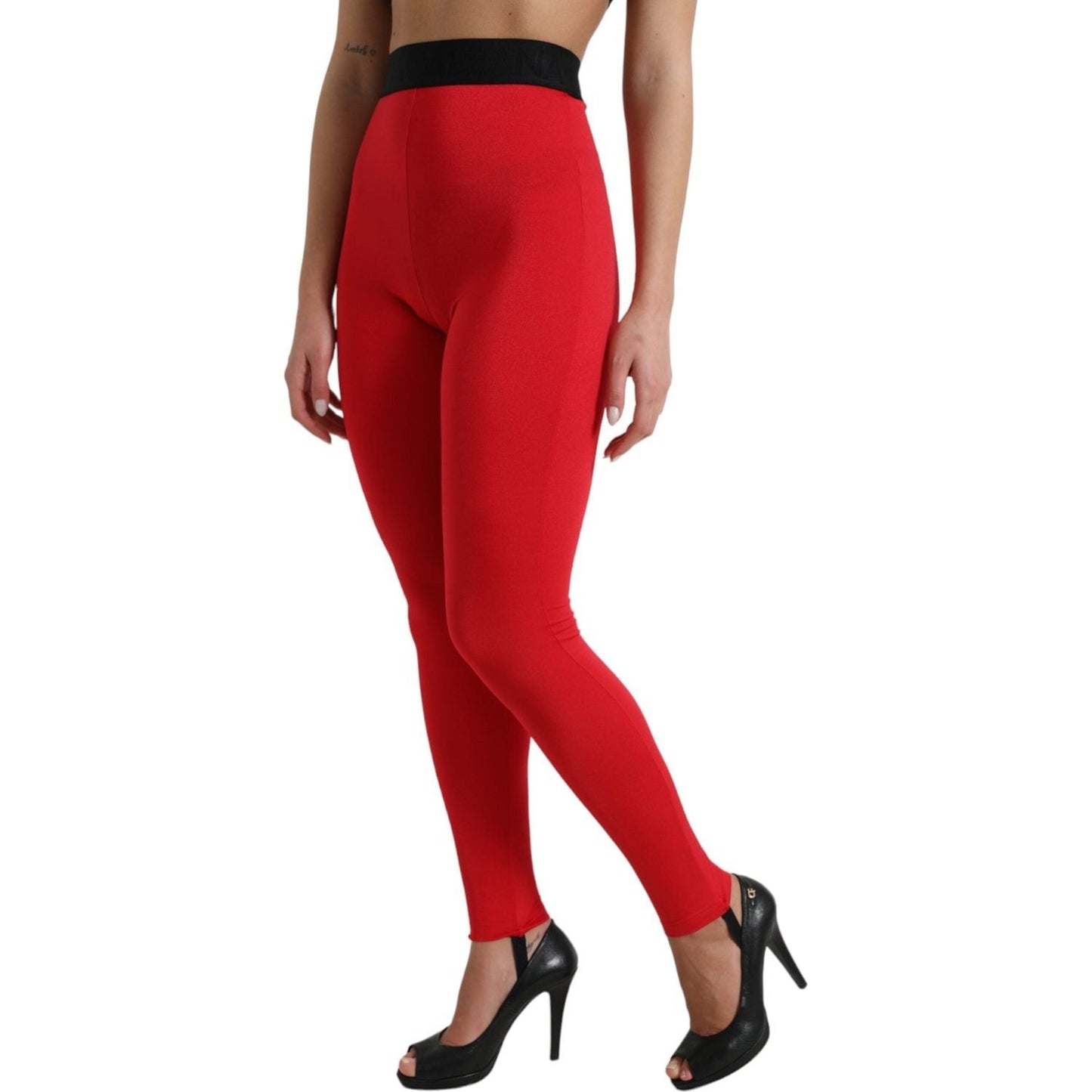 Dolce & Gabbana Elegant High Waist Red Leggings Dolce & Gabbana