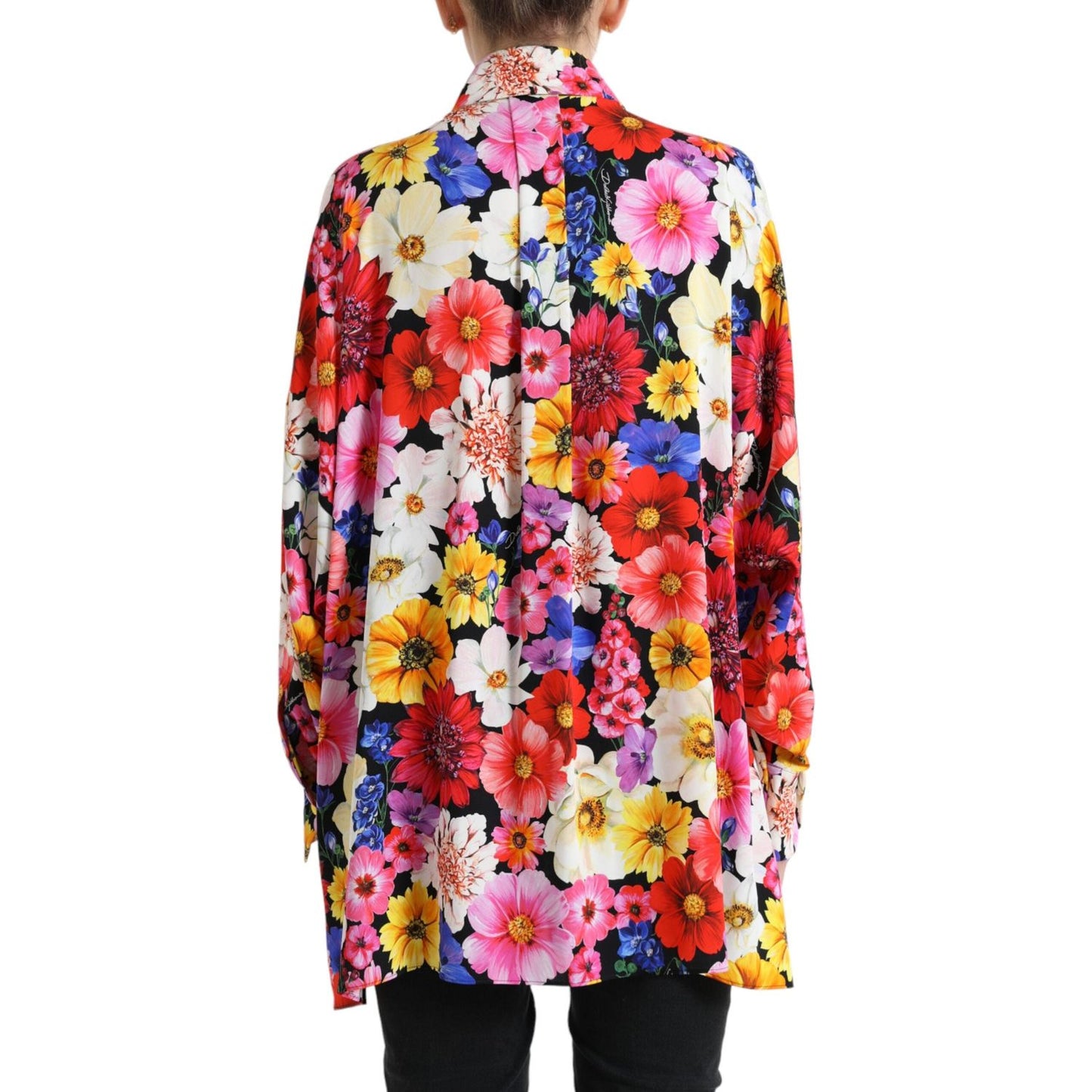 Dolce & Gabbana Floral Silk Blouse with Front Tie Fastening Dolce & Gabbana