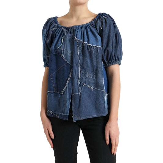 Dolce & Gabbana Elegant Cotton Denim Blouse Top Dolce & Gabbana