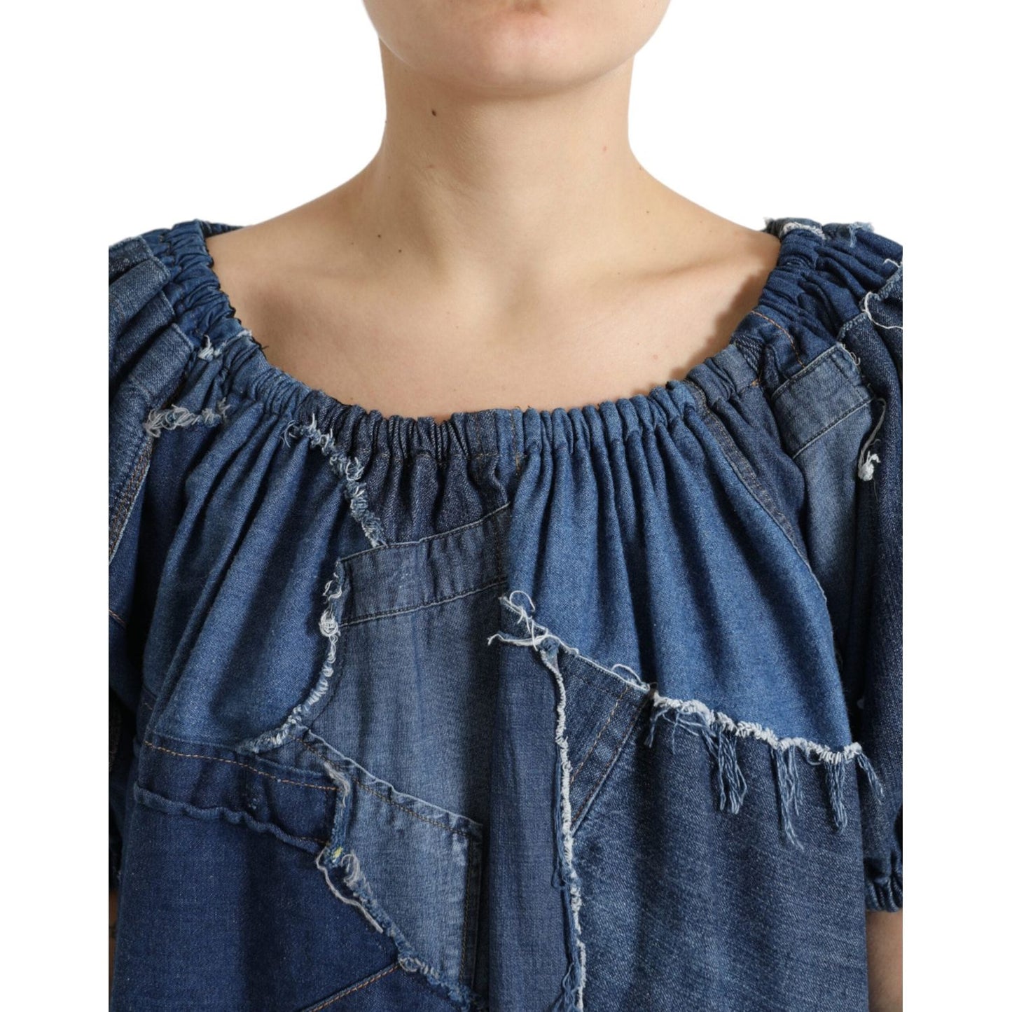 Dolce & Gabbana Elegant Cotton Denim Blouse Top Dolce & Gabbana