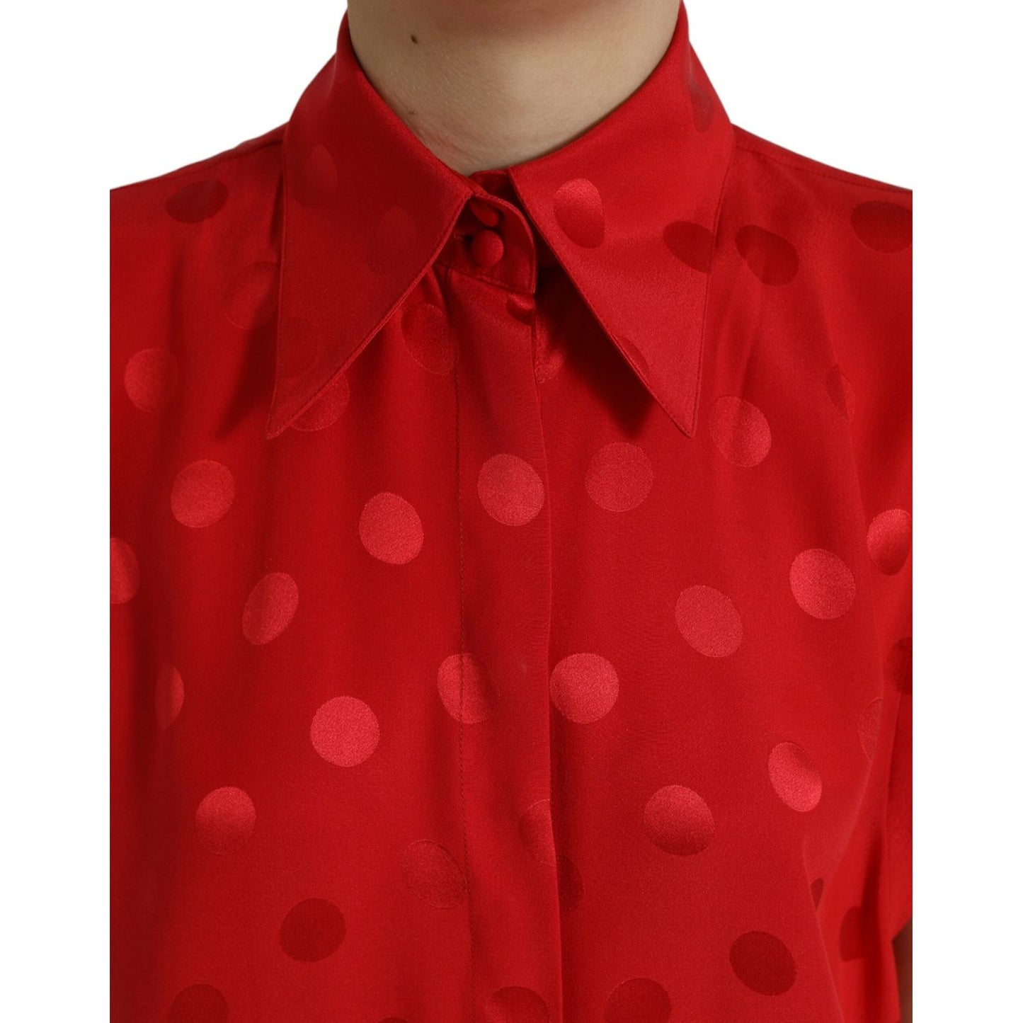 Dolce & Gabbana Elegant Polka Dot Sleeveless Silk Blouse Dolce & Gabbana