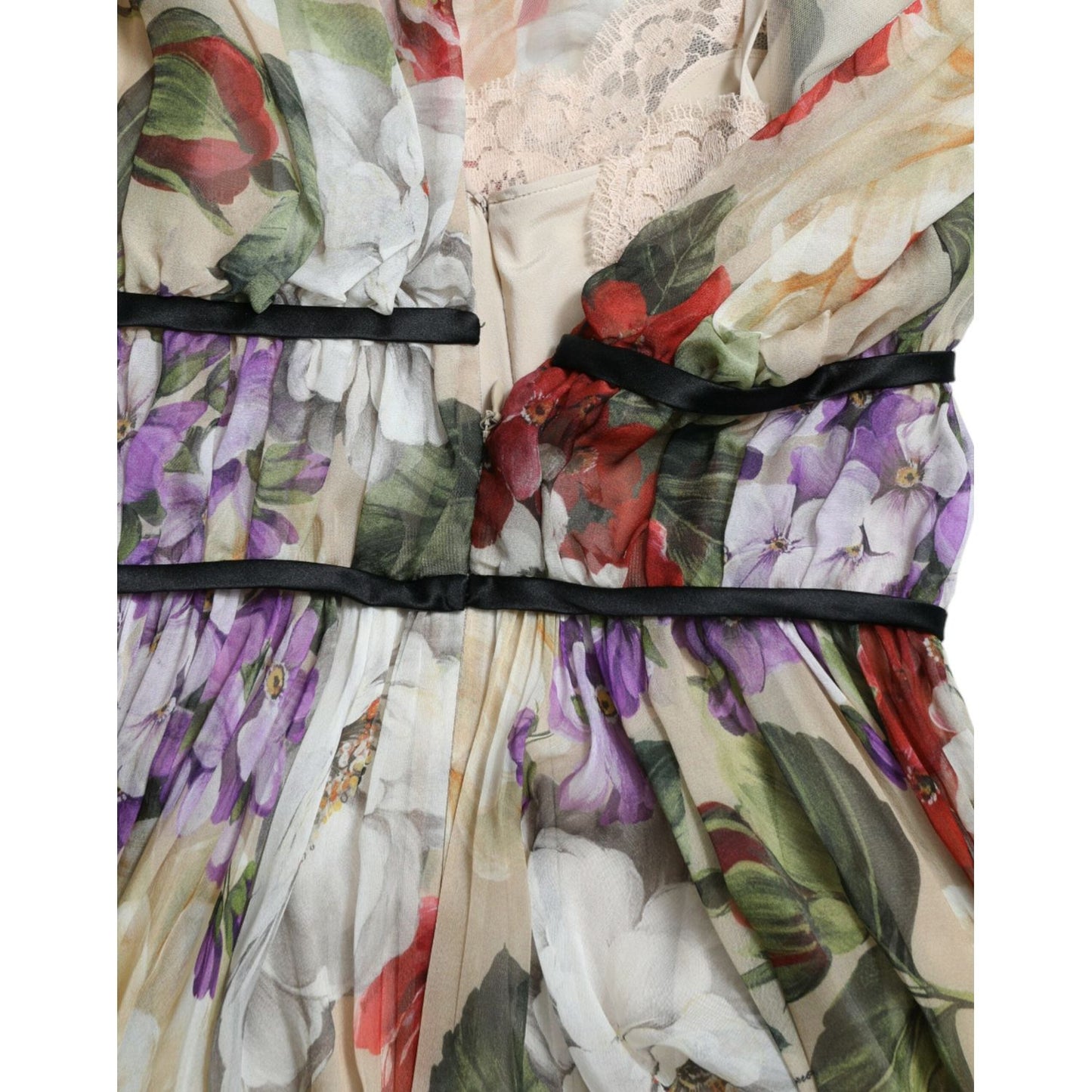 Dolce & Gabbana Beige Floral Sleeveless A-line Mini Dress
