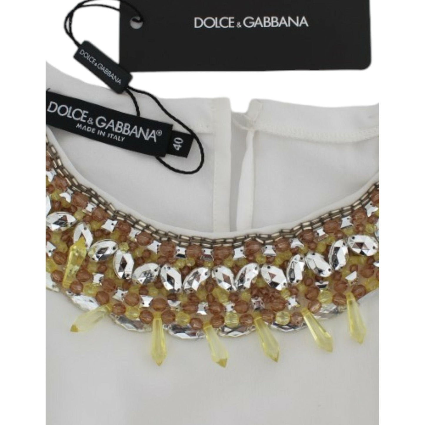 Dolce & Gabbana Elegant Sleeveless Silk Blouse with Crystal Embellishment Dolce & Gabbana